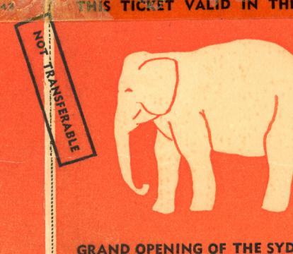 An orange colour opening day ticket for Sydney opera house.