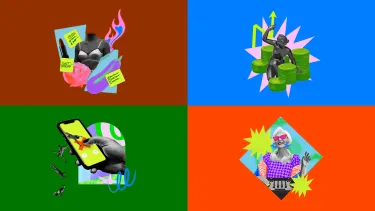 L-R: Illustrations for All About Women events Labour of Love, Money Matters, Heterofatalism and A Wisdom of Age