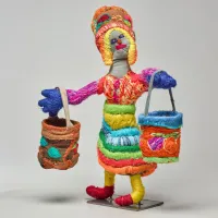 A Badu Gili doll holding two buckets.