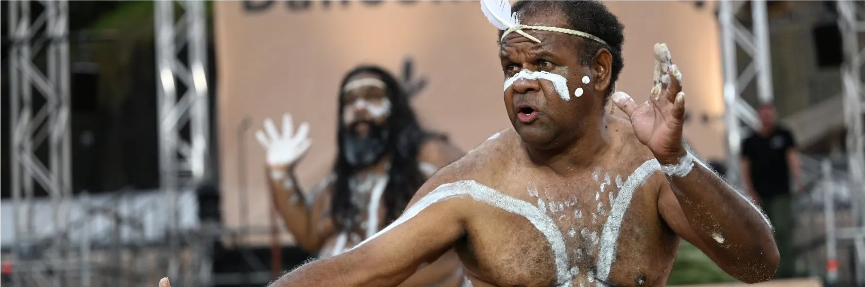 First nations man doing cultural dance.